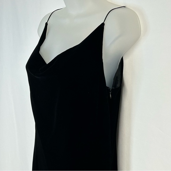 Womens Long Velvet Dress Sz 6 Sleeveless Cowl Neck Silk Blend Formal Black - Picture 4 of 11